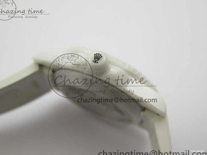 Ceramic Edition 40mm White Dial Submariner Painting White on Best Strap SA3135 Rubber 5GF 0104